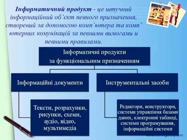 Інформатичний продукт - це штучний інформаційний об’єкт певного призначення, створений