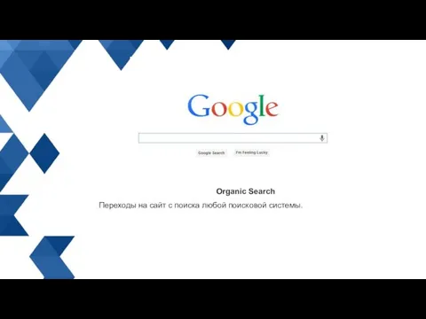 Organic Search Переходы на сайт с поиска любой поисковой системы.