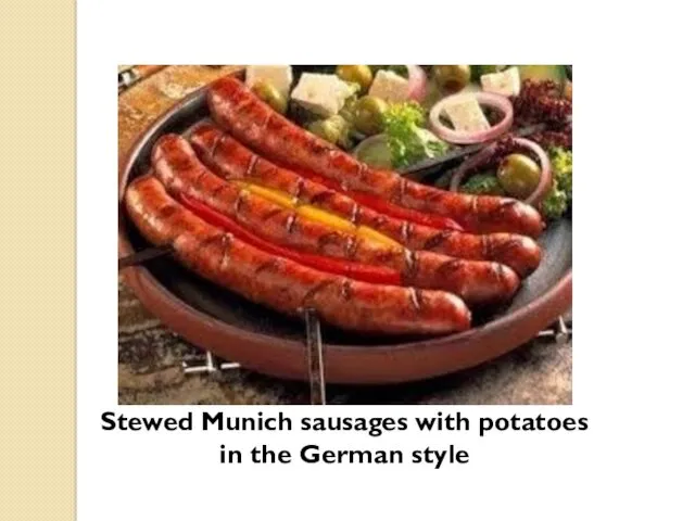 Stewed Munich sausages with potatoes in the German style
