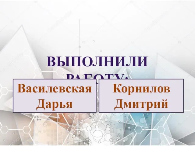 ВЫПОЛНИЛИ РАБОТУ: Василевская Дарья Корнилов Дмитрий