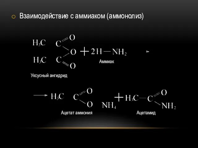 Взаимодействие с аммиаком (аммонолиз)