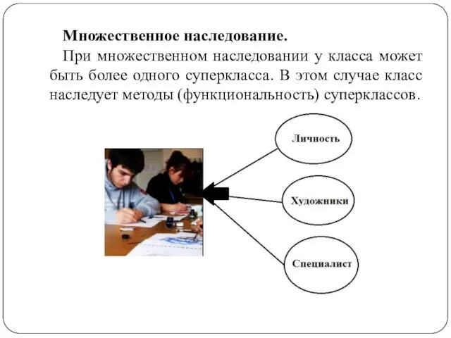 Множественное наследование. При множественном наследовании у класса может быть более