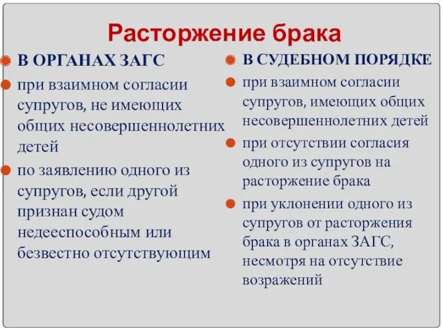 Расторжение брака В ОРГАНАХ ЗАГС при взаимном согласии супругов, не