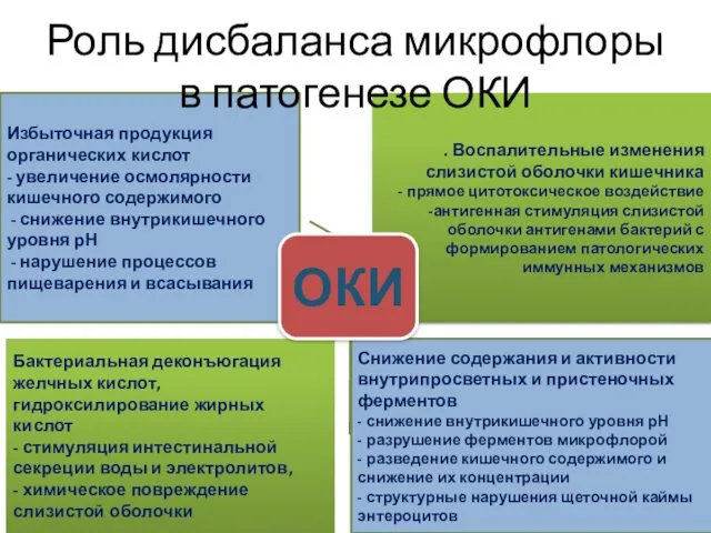 Избыточная продукция органических кислот - увеличение осмолярности кишечного содержимого -