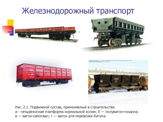 Железнодорожный транспорт Рис. 2.1. Подвижной состав, применяемый в строительстве а