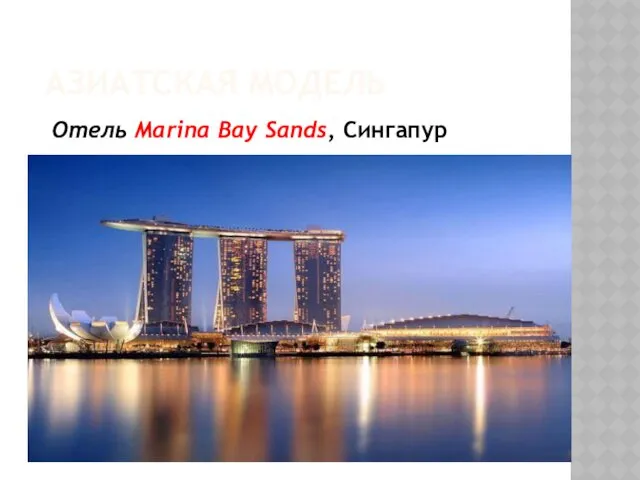 АЗИАТСКАЯ МОДЕЛЬ Отель Marina Bay Sands, Сингапур