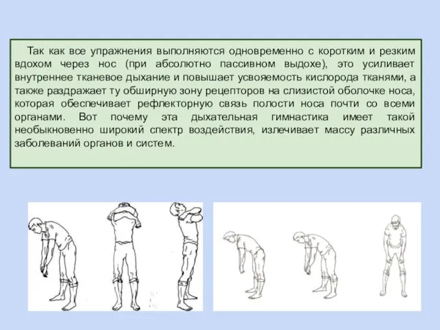 Так как все упражнения выполняются одновременно с коротким и резким