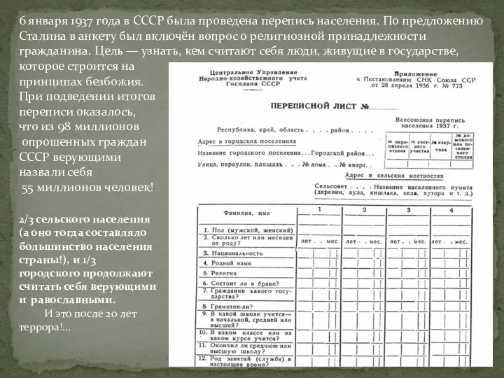 6 января 1937 года в СССР была проведена перепись населения.