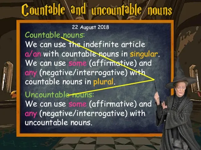 Countable nouns: We can use the indefinite article a/an with