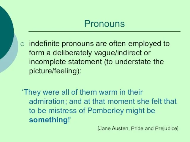 Pronouns indefinite pronouns are often employed to form a deliberately
