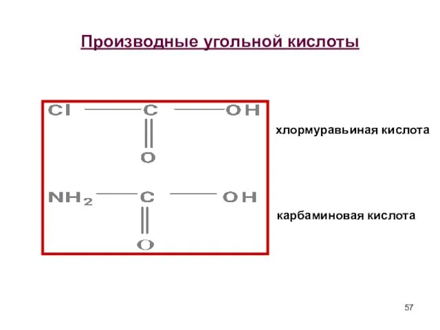 Производные угольной кислоты хлормуравьиная кислота карбаминовая кислота