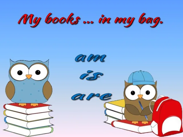 My books … in my bag. is am are