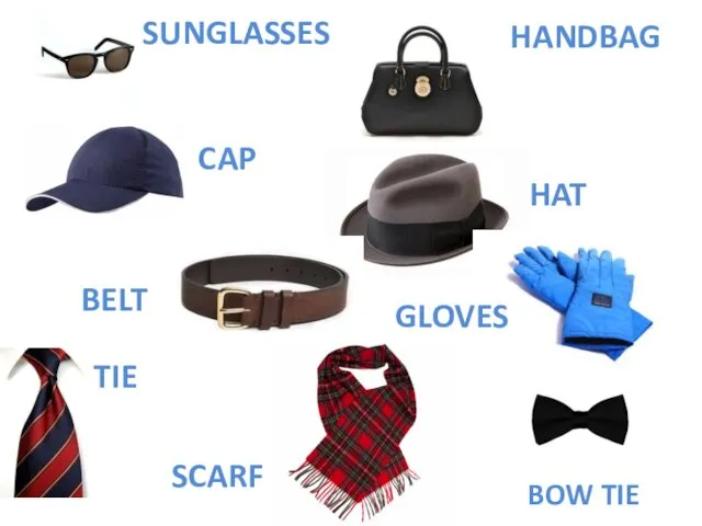 CAP HAT BELT GLOVES TIE BOW TIE HANDBAG SUNGLASSES SCARF