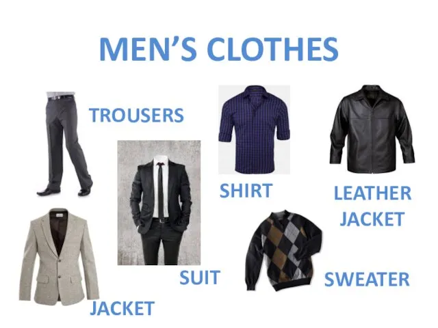 MEN’S CLOTHES TROUSERS SHIRT JACKET LEATHER JACKET SUIT SWEATER