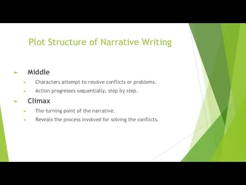 Plot Structure of Narrative Writing Middle Characters attempt to resolve