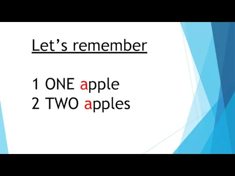 Let’s remember 1 ONE apple 2 TWO apples