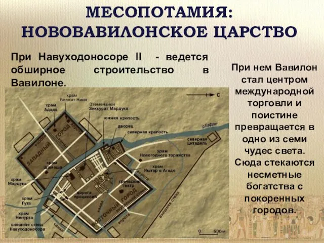 МЕСОПОТАМИЯ: НОВОВАВИЛОНСКОЕ ЦАРСТВО При нем Вавилон стал центром международной торговли