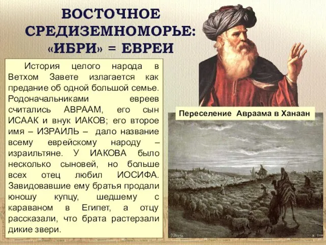 ВОСТОЧНОЕ СРЕДИЗЕМНОМОРЬЕ: «ИБРИ» = ЕВРЕИ История целого народа в Ветхом