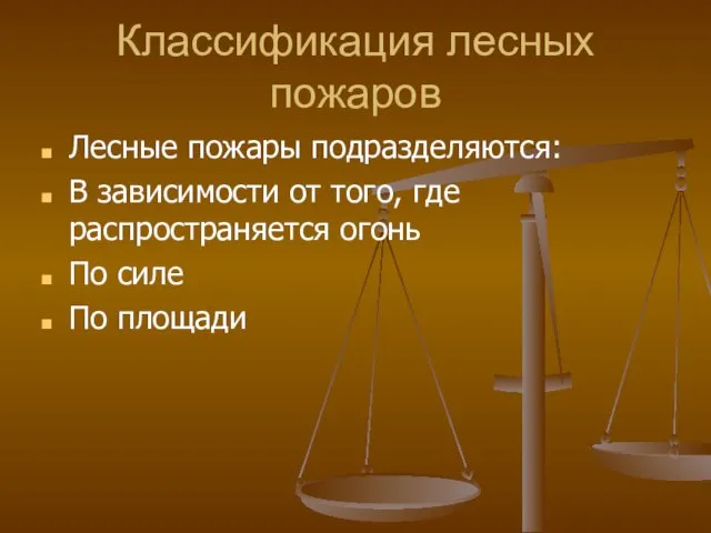 Классификация лесных пожаров Лесные пожары подразделяются: В зависимости от того,