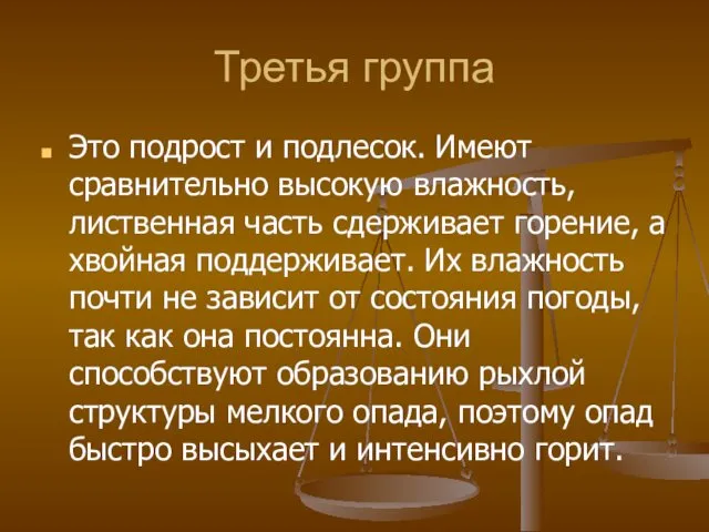 Третья группа Это подрост и подлесок. Имеют сравнительно высокую влажность,