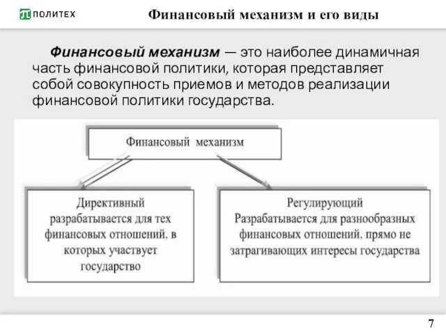 Финансовый механизм и его виды Финансовый механизм — это наиболее