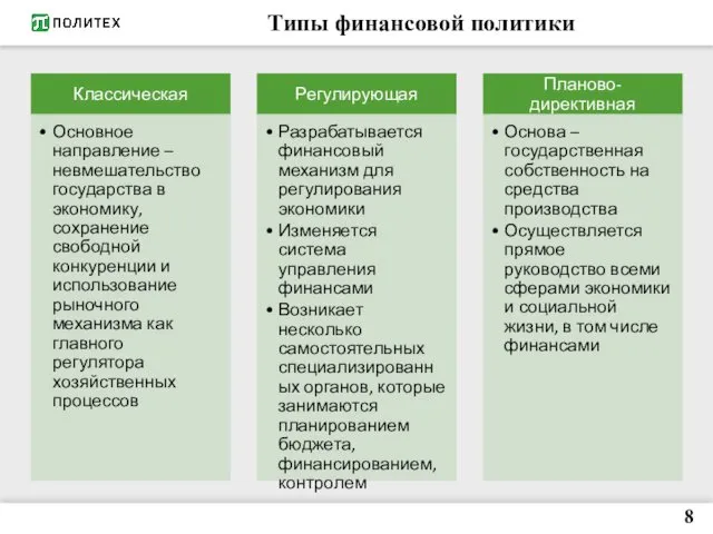 Типы финансовой политики 8