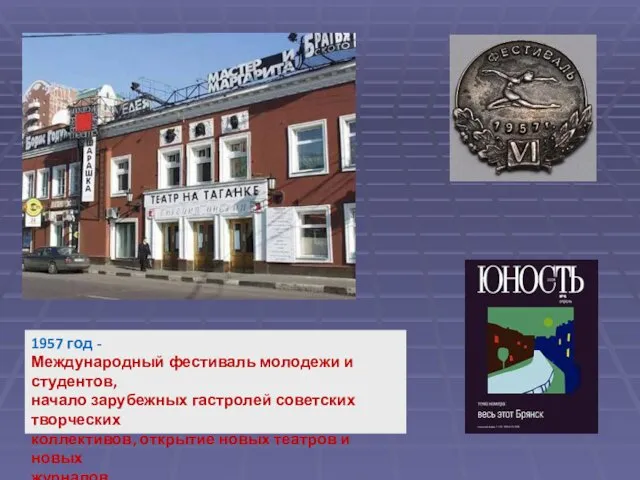 1957 год - Международный фестиваль молодежи и студентов, начало зарубежных