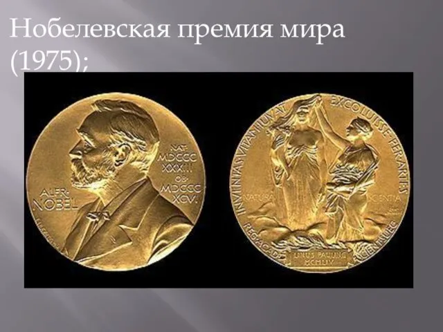 Нобелевская премия мира (1975);