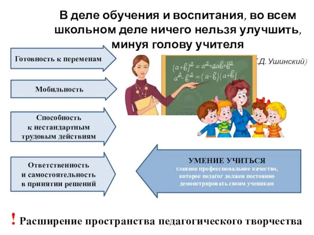 В деле обучения и воспитания, во всем школьном деле ничего нельзя улучшить, минуя