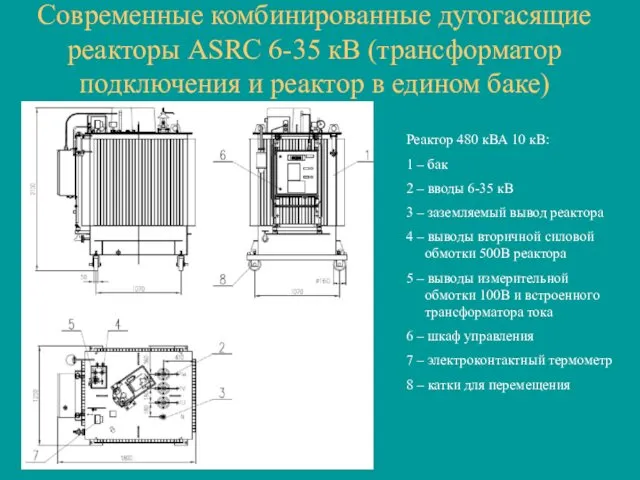 Современные комбинированные дугогасящие реакторы ASRC 6-35 кВ (трансформатор подключения и