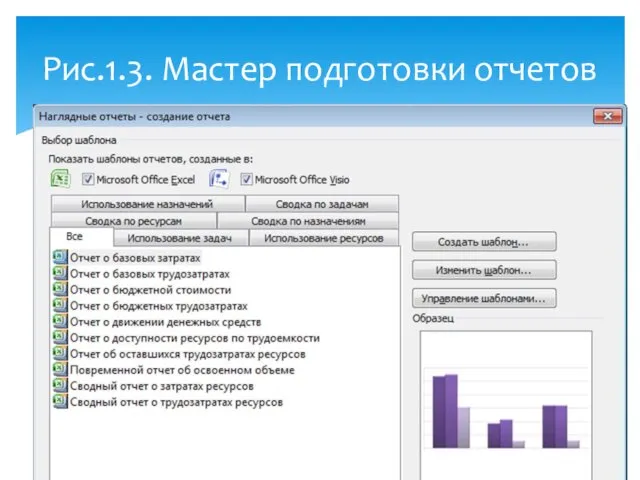 Рис.1.3. Мастер подготовки отчетов