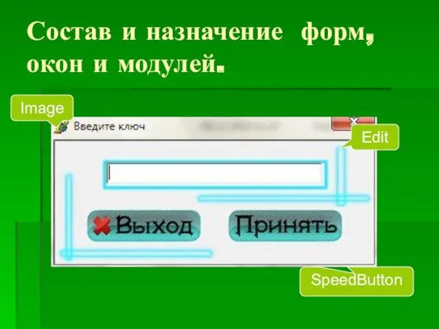 Состав и назначение форм, окон и модулей. SpeedButton Image Edit