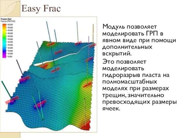 Easy Frac Модуль позволяет моделировать ГРП в явном виде при