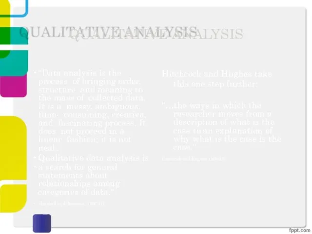 QUALITATIVE ANALYSIS "Data analysis is the process of bringing order,