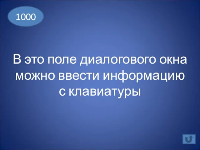 В это поле диалогового окна можно ввести информацию с клавиатуры 1000