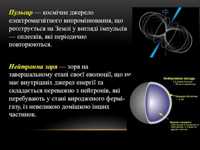 Пульсар — космічне джерело електромагнітного випромінювання, що реєструється на Землі