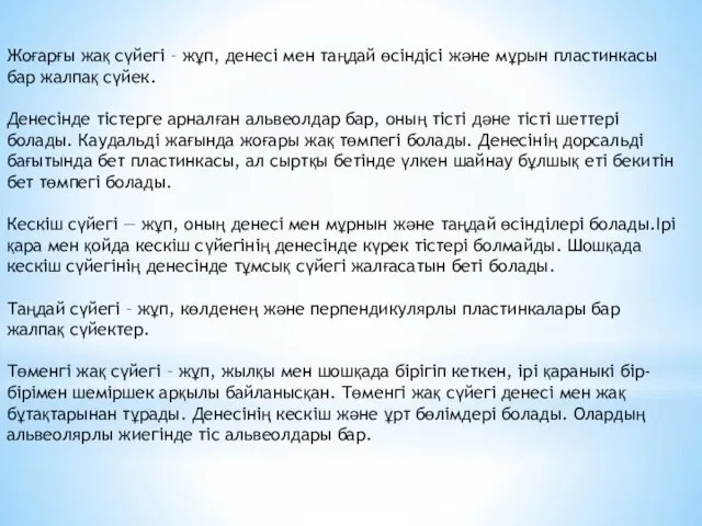 Жоғарғы жақ сүйегі – жұп, денесі мен таңдай өсіндісі және мұрын пластинкасы бар