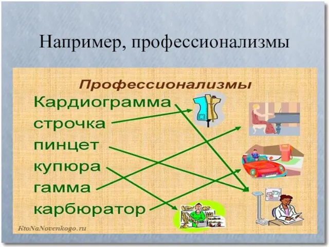 Например, профессионализмы