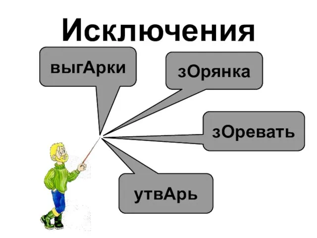 Исключения выгАрки зОрянка зОревать утвАрь