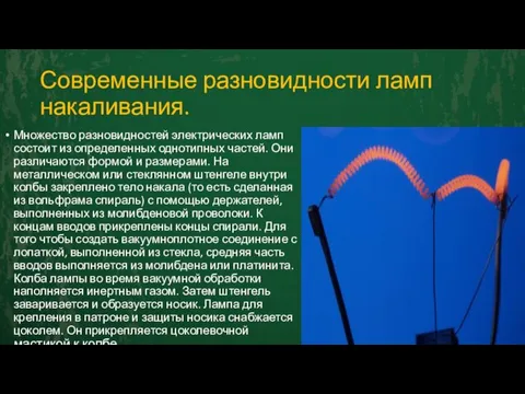 Современные разновидности ламп накаливания. Множество разновидностей электрических ламп состоит из