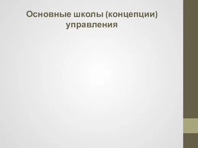 Основные школы (концепции) управления