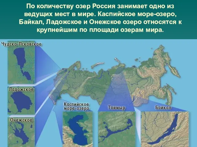 По количеству озер Россия занимает одно из ведущих мест в