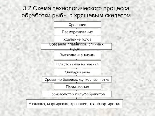 3.2 Схема технологического процесса обработки рыбы с хрящевым скелетом Хранение