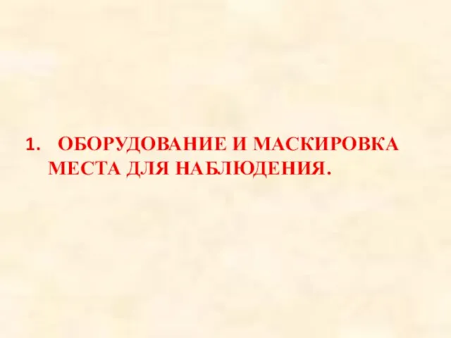 ОБОРУДОВАНИЕ И МАСКИРОВКА МЕСТА ДЛЯ НАБЛЮДЕНИЯ.