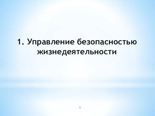 1. Управление безопасностью жизнедеятельности