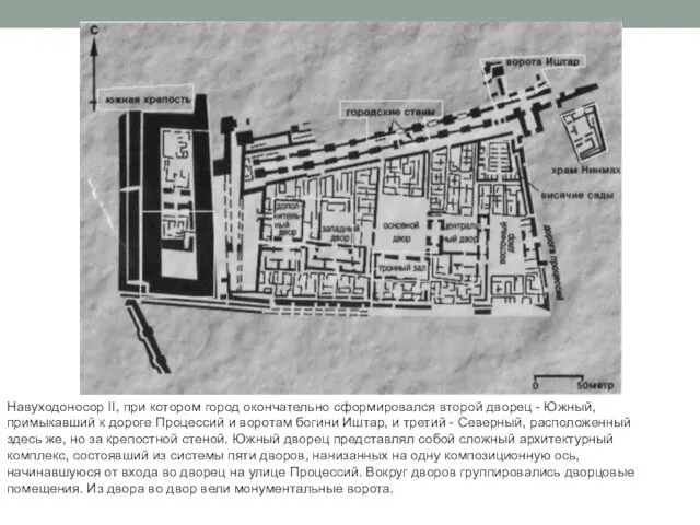 Навуходоносор II, при котором город окончательно сформировался второй дворец -