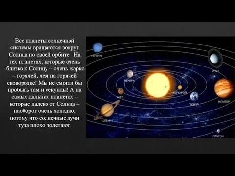 Все планеты солнечной системы вращаются вокруг Солнца по своей орбите. На тех планетах,