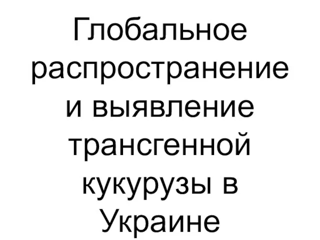 Богдан Моргун Глобальное распространение и выявление трансгенной кукурузы в Украине