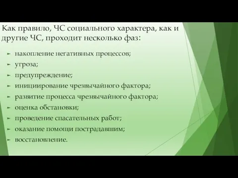 Как правило, ЧС социального характера, как и другие ЧС, проходит