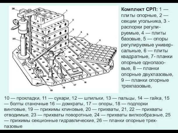 10 — прокладки, 11 — сухари, 12 — шпильки, 13